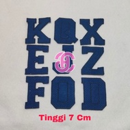 Iron Patch Embroidered Letters and Numbers 7cm biru