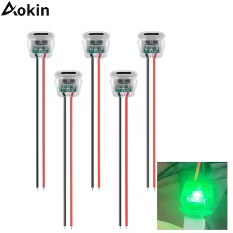 5/10pcs USB Type-C Female Chassis, 2pin with LED 3A Soldering Jack 2 Wire USB C Panel Mount Connecto