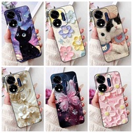 For Itel P55 5G P661N P665L A666L A666LN Cute Cat Butterfly Flower Pattern Casing ItelP55 P 55 4G 5G