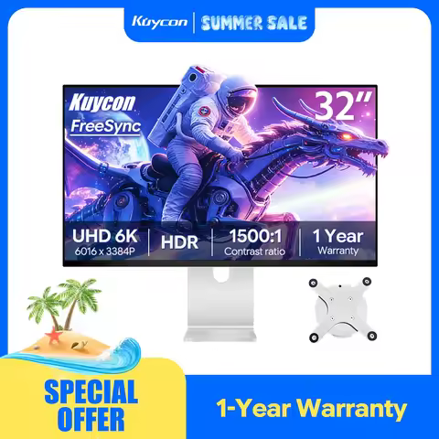 Kuycon G32X 32 Inch 6K Desktop Monitor 60Hz 99%sRGB PC Screen HDR600 Matte 500 Nit 10 Bit Gaming UHD