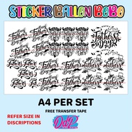 FATHERS DAYS STICKER BOBO BALLOON PER A4