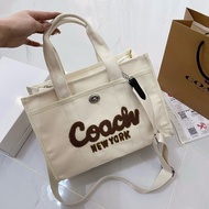 Hot Selling COA Canvas Casual Tote Bag for Women's Commuting Handbag Versatile Single Shoulder Crossbody Bag
