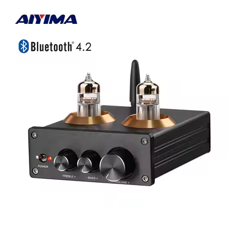 AIYIMA Stereo Buffer 6J5 (Upgrade 6J1) Bluetooth 4.2 Tube Preamplifier HiFi Amplifier Preamp With Tr