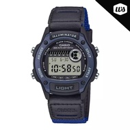 [Watchspree] Casio Digital Dual Time Black Leather/Cloth Band Watch W220HF-2A W-220HF-2A