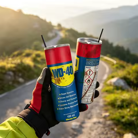 Funny WD-40 Design Stainless Steel Tumbler Insulated Cup with Straw Novelty Mechanic Gift Retro Spra