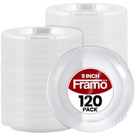 9 Inch Disposable Clear Plastic Plates In Bulk By Framo for Party and Dinner,And For Any Occasion, M