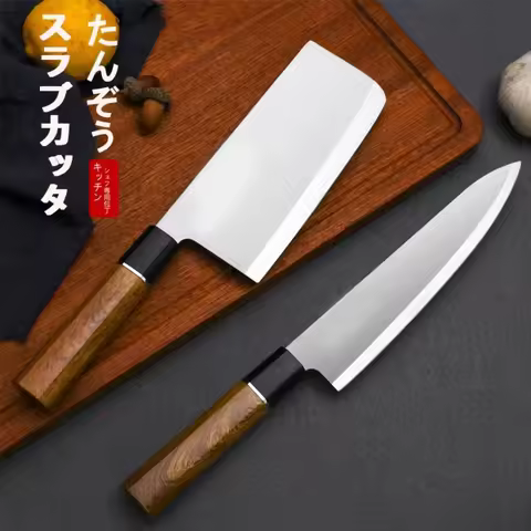 Japanese Chef's Knife Sushi Sashimi Knife Stainless Steel Kitchen Slicing Nakiri Knife 5Cr15 Blade W
