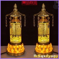 Colorful Buddhist Lamp Lotus God Prayer Wheel Front Chanting Machine Table Great Compassion Mantra T