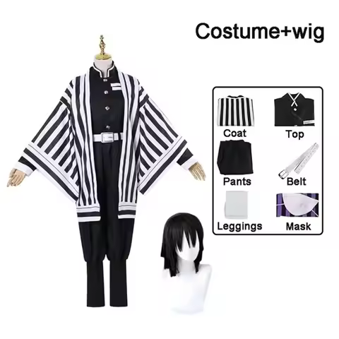 AnimeYaiba Iguro Obanai Haori Kimono Cosplay Costume Wig Snake Props White Halloween Costume