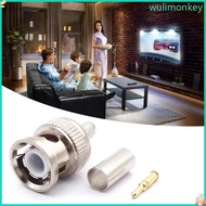 WU BNC Type Solder Converter BNC Male Crimp Connector 50Ohm Connector BNC Male Plug Crimp Connector 