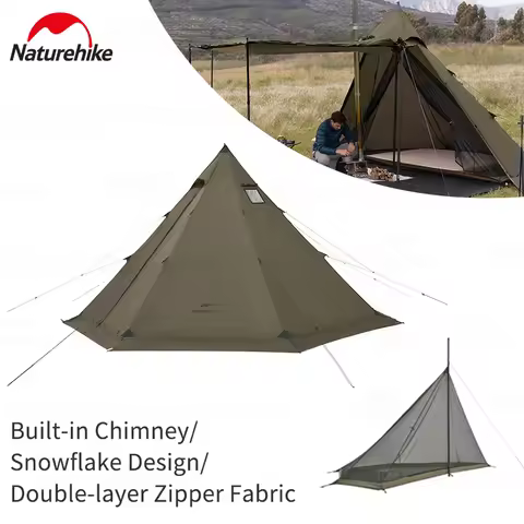 Naturehike Tent Waterproof 210T 2 Person Tent Portable Pyramid Overnight Tent Hiking Teepee Tipi Ten