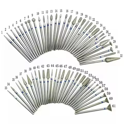 61 Types Diamond Nail Drill Milling Cutter for Manicure Rotary Bits Cuticle Clean Accessories Dental