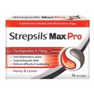 Strepsils Max Pro 16s Lozenges Relieve Inflammation and Soothe Painful Sore Throat Gula Sakit Tekak 