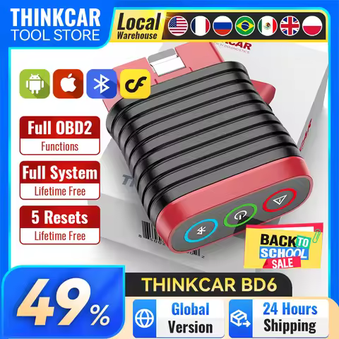 Thinkcar BD6 OBD2 Scanner Full System Diagnostic Tools BLEED/BRAKE/ETS/IMMO/OIL Reset Lifetime Free 