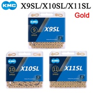 KMC X9SL X10SL X11SL Ti-N Gold Chain MTB Road Bicycle 9S 10S 11 Speed Chains For Shimano SRAM Bikes 