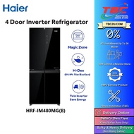 Haier 480L 4 Door Glass Door Refrigerator Twin Inverter Wet & Dry Zone Fridge HRF-IM480MG(B)