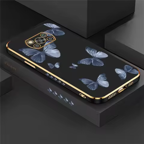 Plating Butterfly Flowers Case For Xiaomi Poco X3 X2 X5 X4 Pro M2 M4 M5S M3 F4 F3 GT C40 Silicone So