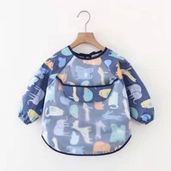 全城熱賣 - 兒童防水長袖罩衣 反穿衣 衣圍裙 飯兜 嬰兒圍兜護衣 100碼 （適合2-3歲） 顏色款式：藍色動物園
