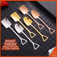 𝐒𝐓𝐀𝐈𝐍𝐋𝐄𝐒𝐒 𝐒𝐓𝐄𝐄𝐋 Shovel Shape Spoon Dessert Scoop Creative Retro Ice Cream Teaspoon Appetizer Tablewa