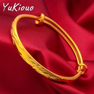 Yukiouo Jewelry 18k Gold Pawnable Saudi Gold Original Bracelet for Women Fashion Temperament Dragon and Phoenix Flat Belly Couple Adjustable Lucky Charm Bracelet with Blessing Jewelry Gold Pawnable Sale Hypoallergenic