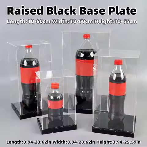 Black Base Raised Assembled Clear Acrylic Display Case Box Dust Cover Storage for Pop Figures Car Mo