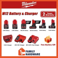MILWAUKEE M12 B2 B3 B4 B6 Battery M12-18FC Fast M12-18C C12C Charger M12B2 M12B3 M12B4 M12B6 12V 2.0Ah 3.0Ah 4.0ah 6.0ah