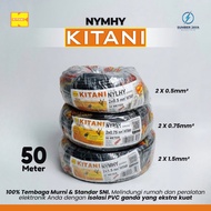 Kitani NYMHY Stranded Cable 2x0.5mm, 2x0.75mm, 2x1.5mm, 2x2.5mm 50m Black SNI LMK Stable Electric Cu