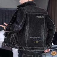 ❋Ready Stock❋ korean style jaket jeans lelaki Denim Coat Spring New Fashionable Vintage Plump Handsome Men's Jacket Trendy Brand Embroidered Jacket
