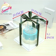 Kotak Kek/ Cake Box 10inch X9.5 Heighten Transparent cake box birthda gift box packaging White Base