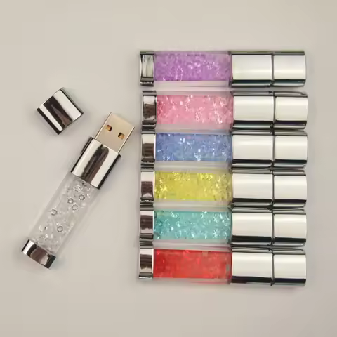 USB Flash Drive Crystal LED Blue Lights Memory Card Flash Drive 32GB Pen Drive Pendrive 64GB U Disk 