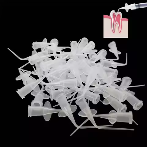 50Pcs Disposable Dental Syringe Plastic Irrigation Needle Tips 0.25mm Endo Irrigation Root Canal Tip
