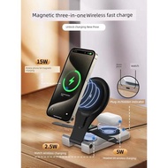 MagSafe三合一無線充電器適用蘋果磁吸支架15手機快充iphone14/13promax專用底座iwatchs9/s8手表Airpods