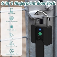 🏆6 in 1 Fingerprint Padlock 🏆With Key Smart HDB Door Lock Outdoor Waterproof Padlock For Gate Remote