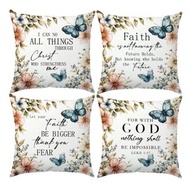 45cm Bible Quotes with Flower Butterfly Throw Pillo Cover, Pillowcase Cover with Zipper for Home Dec