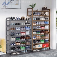 Portable Shoe Rack with Wheels Household Simple Doorway Dormitory Rental Room Shoe Rack Strong and Durable Indoor Bamboo Shoe Cabinet APSE