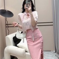 Spring New Style Retro Suit Chinese Style Button Irregular Top+Skirt Two-Piece Cheongsam Chinese Style Women's Clothing