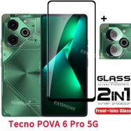 Tecno POVA 6 Pro 5G 2024 2in ปกป้องหน้าจอโทรศัพท์ฟิล์มใส1ปกป้องหน้าจอสำหรับ6Pro Pova6Pro Tecno Pova 6 5 Pro Pova6Pro 5G 4G เลนส์กล้องถ่ายรูปกระจกเทมเปอร์