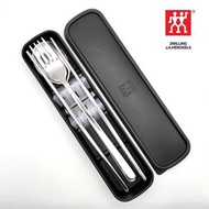 A362 230414 Zwilling 孖人牌便攜三件裝不銹鋼餐具連盒 叉匙羹筷子