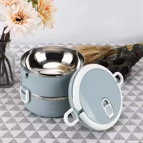 Bento Box Food Container Lunch Box Stainless Steel Lunch Box Portable Stainless Steel Blue Rice Nodd