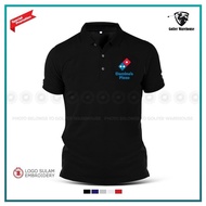 Polo T-Shirt Sulam Domino's Pizza Fast Food Master Pizza Extra Large Pizza Baju Lelaki Cotton Embroi