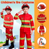 Fireman Costume for Kids Boys Girls Halloween Cosplay Performance Firefighter Career Uniform Suit