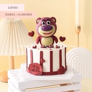 MINIATUR KUE TART LOTSO BERUANG PINK DEKORASI KUE ULANG TAHUN ULTAH