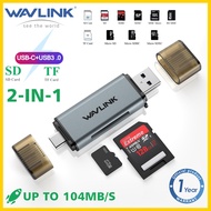 Wavlink 2 in 1 Card Reader USB 3.0และ Type C ถึง SD Micro SD TF Card Reader 104Mbps Transfer Data Speed Memory Card Reader Adapter สำหรับ PC แล็ปท็อป OTG Type C Smart Media Card Reader All In One เดิม