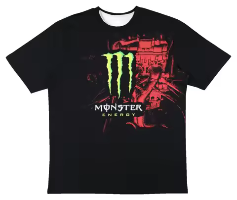 3D Printed Monster Energy Men's T-Shirt for Outdoor Motorcycle Riding, Sports, Breathable and Quick-