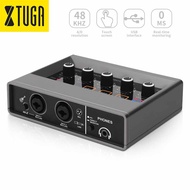 XTUGA Q-16 Professional Audio Interface USB Recording Sound Card with 16 bit/48 kHz Audio Resolution Built-in Monitor Jack, DSP Effect, 48V Power Use For Studio Recording