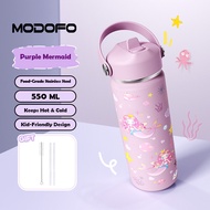 MODOFO 18oz Kids Tumbler Kids Thermos Water Bottle Thermos Flask Stainless Steel Cute Cartoon Water 
