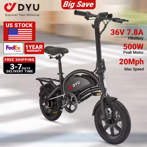 DYU D3F 14 inch Electric Bike Peak 500W Motor 36V7.8AH Lithium Battery Electric Bicycle,20mph city E