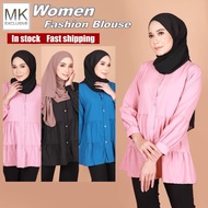 MK EXCLUSIVE Women's Blouse Muslimah Adyana Fashion Blouse Front Button Premium Moss Crepe Baju Pere