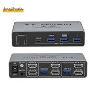 8K -Compatible KVM 2x2 Switch Dual-Screen 2-in-2-Out Switcher for Laptop/PC Share Monitor Keyboard M