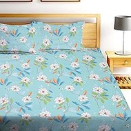 NEW LEAF Premium Cotton Elastic Fitted Bedsheets with 2 Pillow Covers | Double Bed with All Around E